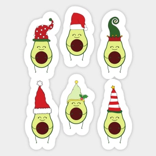 Happy Christmas Avocadoes in Hats Sticker